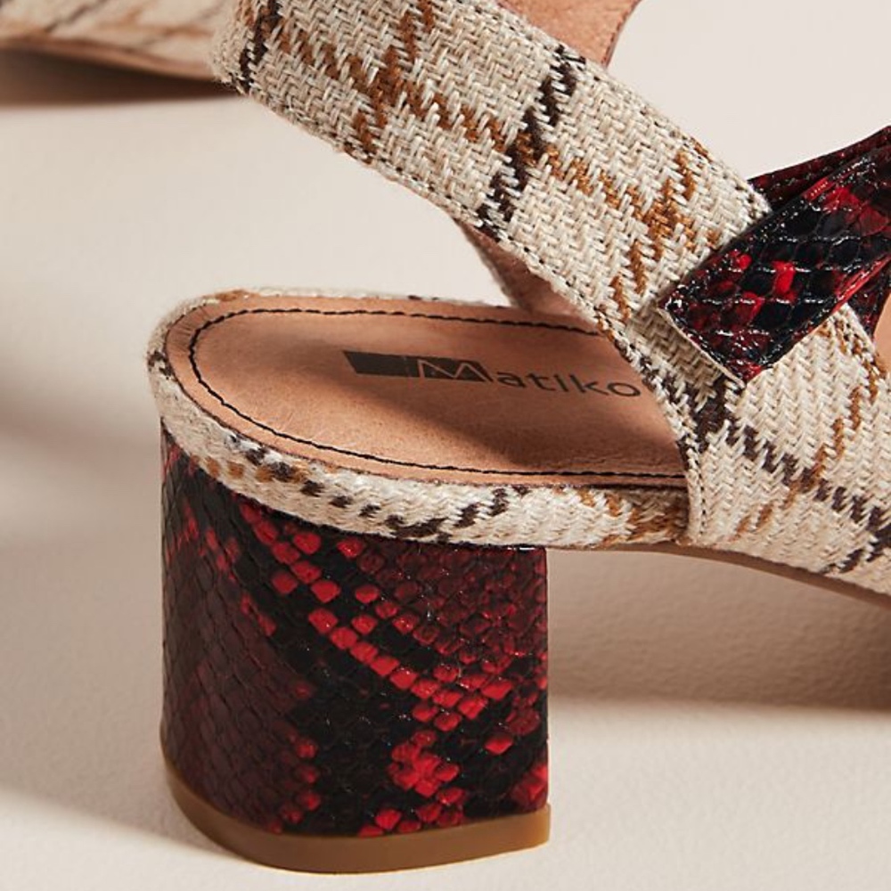 Anthropologie Mary Jane Plaid Snakeskin Slingbacks - Picture 2 of 8